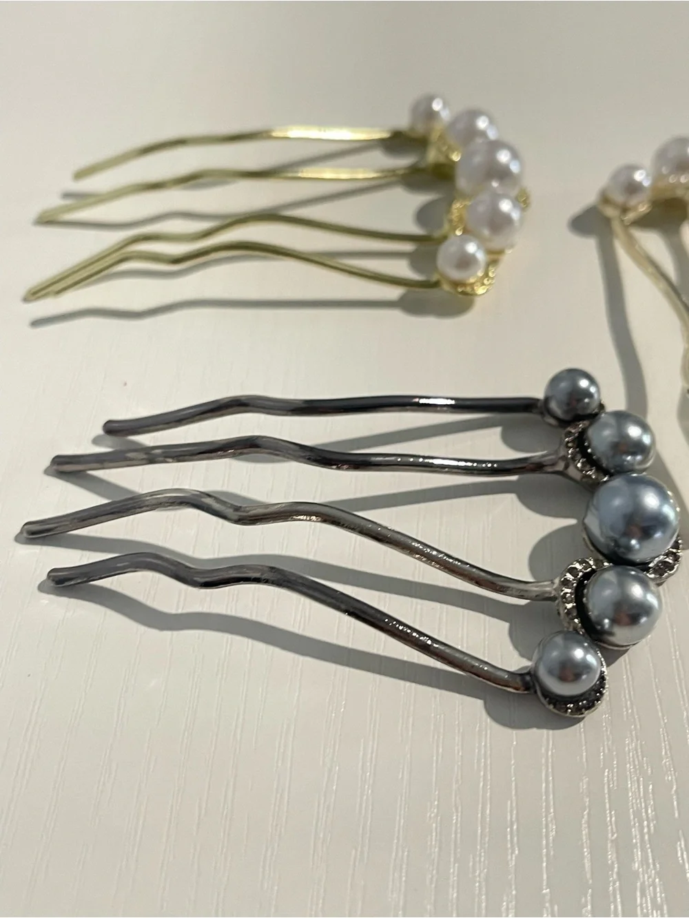 Pearl Cluster Hair Fork - Gold and Silver